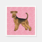 Serviette En Papier Airedale Terrier Chien Aimer Avec Motif Coeur Rose (Devant)