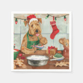 Serviette En Papier Airedale Terrier Gâteau de vacances : Noël festif (Devant)