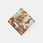 Serviette En Papier Airedale Terrier Gâteau de vacances : Noël festif (Coin)