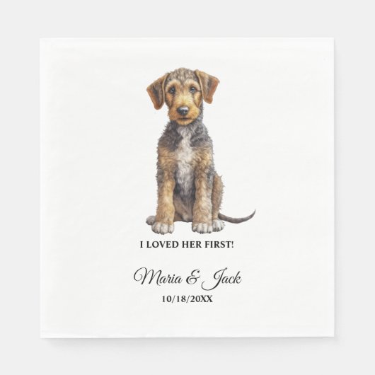 Serviette En Papier Airedale Terrier J'Aimais Son Premier Mariage (Devant)