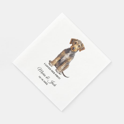 Serviette En Papier Airedale Terrier J'Aimais Son Premier Mariage (Coin)