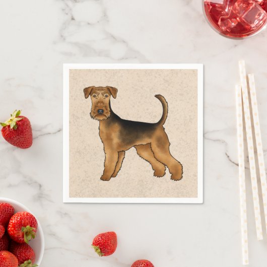Serviette En Papier Airedale Terrier mignon Dessin De Caricature Chien (En situation)