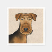Serviette En Papier Airedale Terrier mignon Tête De Dessin Sur Chien B (Devant)