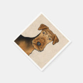 Serviette En Papier Airedale Terrier mignon Tête De Dessin Sur Chien B (Coin)