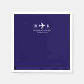 Serviette En Papier Airplane With Initials - Pilot Logo Blue (Devant)