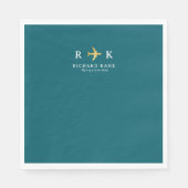 Serviette En Papier Airplane With Pilot Initials - aero dark teal blue (Devant)