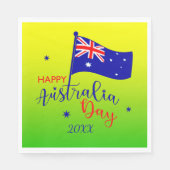 Serviette En Papier Ajouter année, Joyeux drapeau Australie Jour Or Ve (Devant)