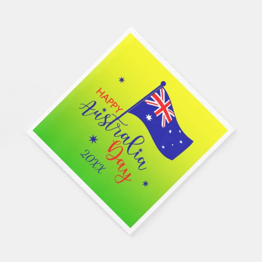 Serviette En Papier Ajouter année, Joyeux drapeau Australie Jour Or Ve (Coin)