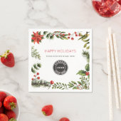 Serviette En Papier Ajouter Business Logo Happy Holidays Berries Paper (En situation)