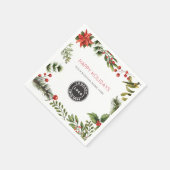 Serviette En Papier Ajouter Business Logo Happy Holidays Berries Paper (Coin)