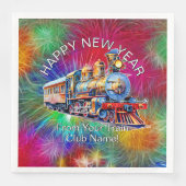 Serviette En Papier Ajouter le nom Année, Feu d'artifice de train à va (Devant)