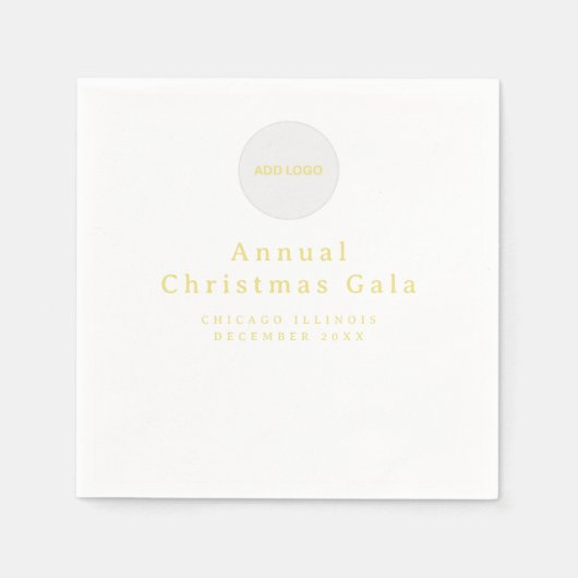 Serviette En Papier Ajouter Logo Elegant Or Blanc Texte Personnalisé (Devant)