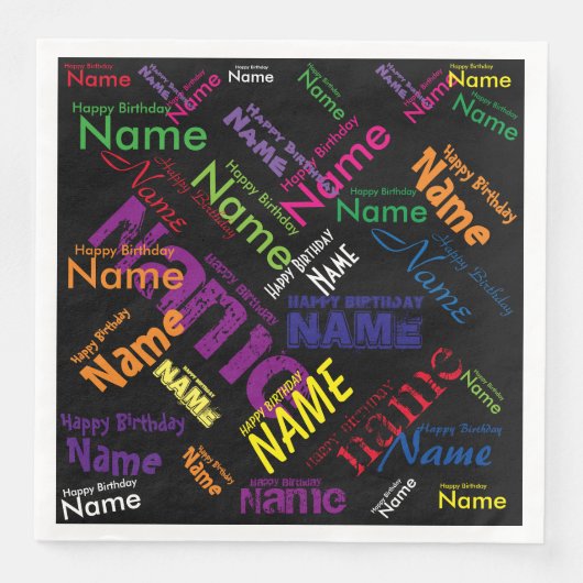 Serviette En Papier Ajouter Nom Joyeux Anniversaire Dîner Standard ser (Devant)