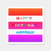 Serviette En Papier AJOUTER SON NOM Cocktail Joyeux papier d'anniversa (Devant)