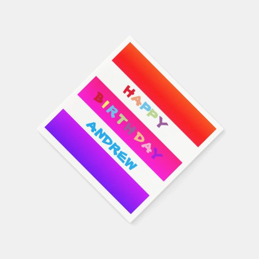 Serviette En Papier AJOUTER SON NOM Cocktail Joyeux papier d'anniversa (Coin)