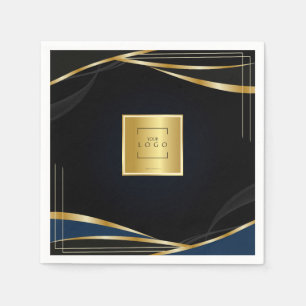 Serviette En Papier Ajouter un logo Événement d'entreprise Or et Noir