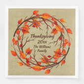 Serviette En Papier Ajouter un nom Correspondance Thanksgiving Autumn  (Devant)