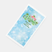 Serviette En Papier Ajouter un nom Correspondant Joyeux Noël bleu (Coin)