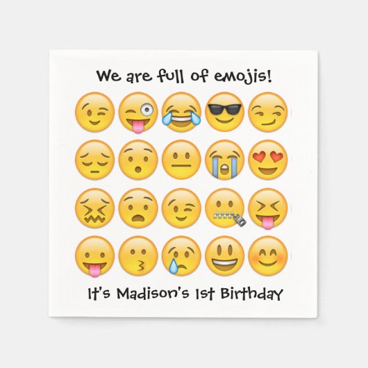 Serviette En Papier Ajouter un nom - Fête d'anniversaire Emoji Personn (Devant)