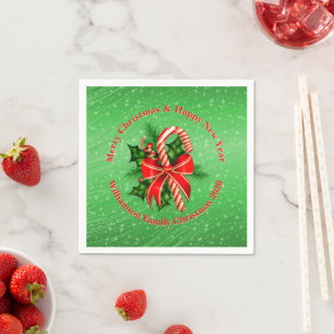 Serviette En Papier Ajouter un nom Modifier le texte Rouge Vert Noël 