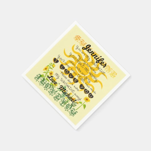 Serviette En Papier Ajouter un nom Vous êtes Mon soleil (Coin)