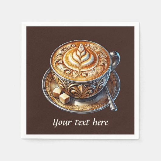 Serviette En Papier Ajouter votre café texte (Devant)