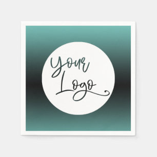 Serviette En Papier Ajouter votre logo personnalisé Turquoise et noir 