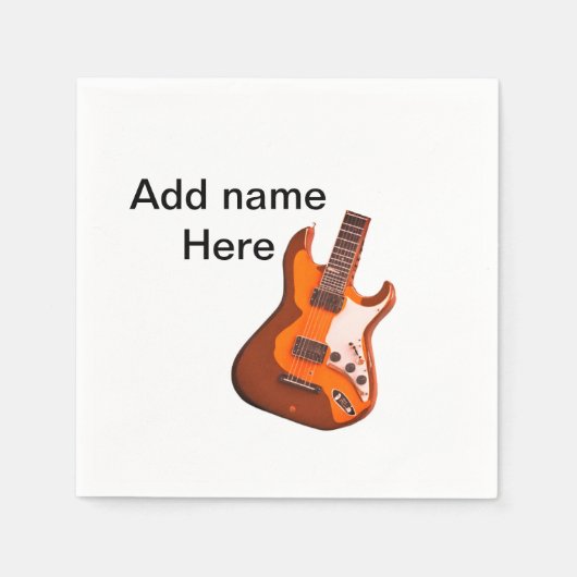 Serviette En Papier Ajouter votre nom texte brun acoustique guitare éd (Devant)