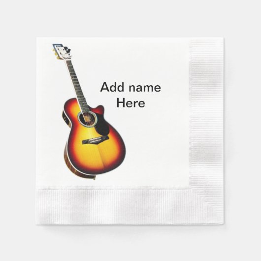 Serviette En Papier Ajouter votre nom texte brun acoustique guitare éd (Devant)