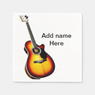 Serviette En Papier Ajouter votre nom texte brun acoustique guitare éd