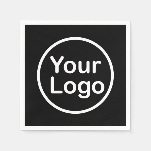 Serviette En Papier Ajouter votre propre logo | Arrière - plan noir (Devant)