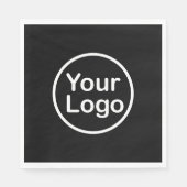 Serviette En Papier Ajouter votre propre logo | Arrière - plan noir (Devant)