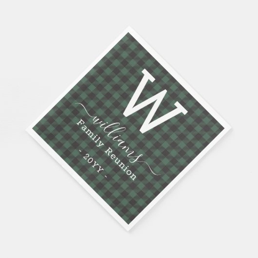 Serviette En Papier Ajouter Votre Propre Texte Buffalo Vert Plaid Mono (Coin)
