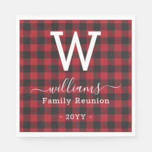 Serviette En Papier Ajouter Votre Propre Texte Red Buffalo Plaid Monog