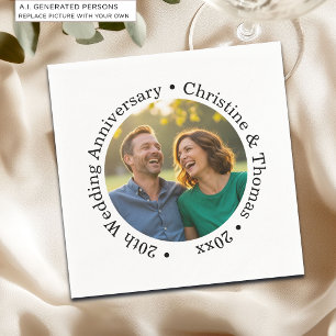 Serviette En Papier Ajoutez votre propre photo de couple pour le 20e a