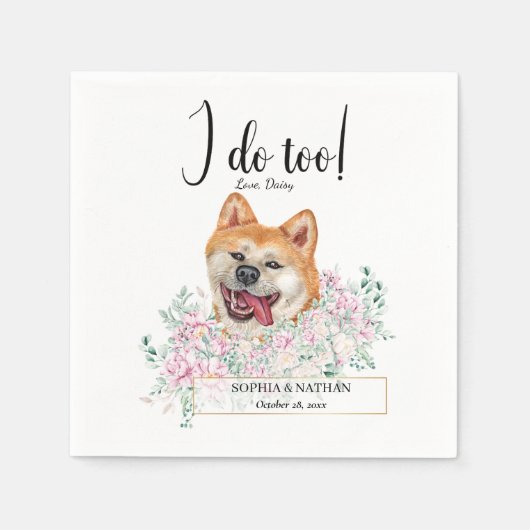 Serviette En Papier Akita Chien Mariage Cocktail Napkins (Devant)