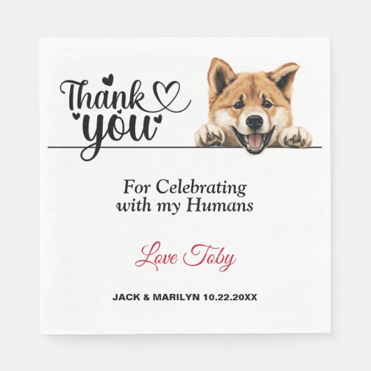 Serviette En Papier Akita Chien Mariage Papier de réception Napkin (Devant)