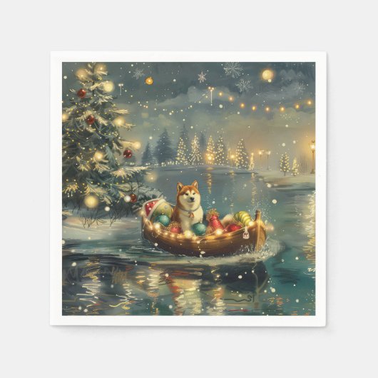 Serviette En Papier Akita Christmas Festive Voyage (Devant)