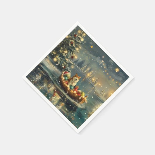 Serviette En Papier Akita Christmas Festive Voyage (Coin)