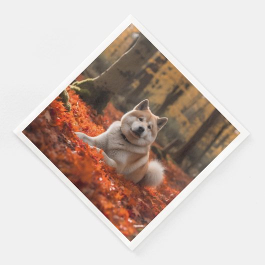 Serviette En Papier Akita en automne Feuilles automne s'inspire (Coin)
