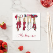 Serviette En Papier Alabama Ladies Fashion Cowboy Boots Hats Crimson (En situation)