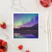 Serviette En Papier Alaska Northern Lights Mountains Lake (En situation)