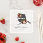 Serviette En Papier Alaska State Destination Rustic Mariage Monogramme (En situation)