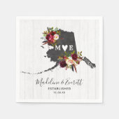 Serviette En Papier Alaska State Destination Rustic Mariage Monogramme (Devant)
