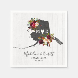 Serviette En Papier Alaska State Destination Rustic Mariage Monogramme