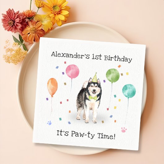 Serviette En Papier Alaskan Malamute Chien fête d'anniversaire