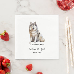 Serviette En Papier Alaskan Malamute Chien J'Aimais Son Premier Mariag
