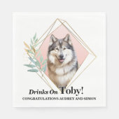 Serviette En Papier Alaskan Malamute Chien Photo Mariage (Devant)