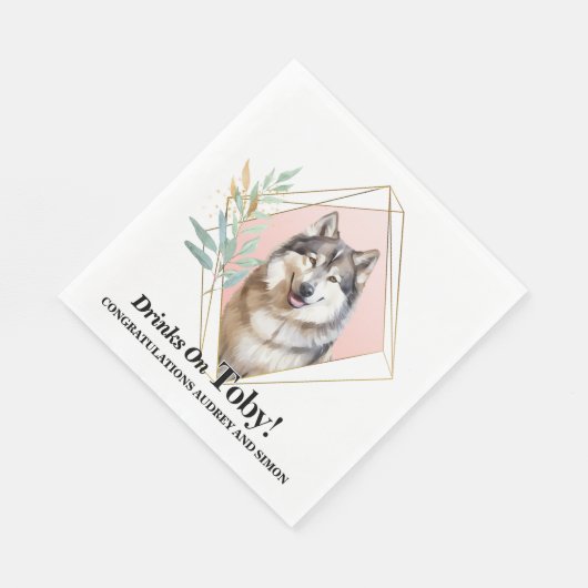 Serviette En Papier Alaskan Malamute Chien Photo Mariage (Coin)