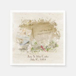 Serviette En Papier album de mariage vintage avec marguerites